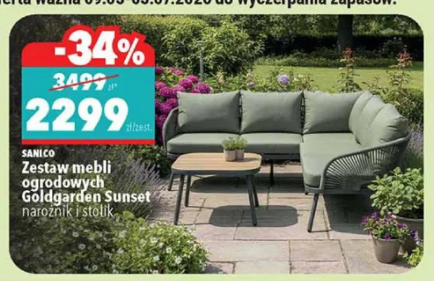 Zestaw mebli ogrodowych Goldgarden Sunset narożnik i stolik SANICO promocja w Biedronka