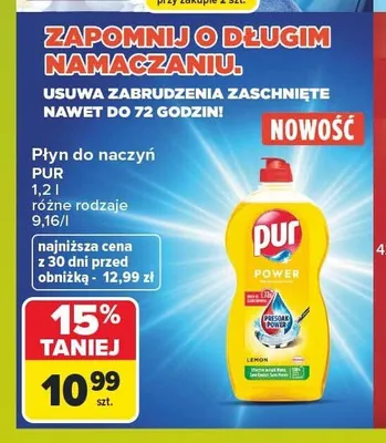 Płyn do naczyń Pur Power promocja w Carrefour Market