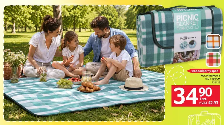 Koc piknikowy 150x180 cm promocja w Selgros