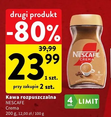 Kawa rozpuszczalna Nescafe Crema promocja w Intermarche