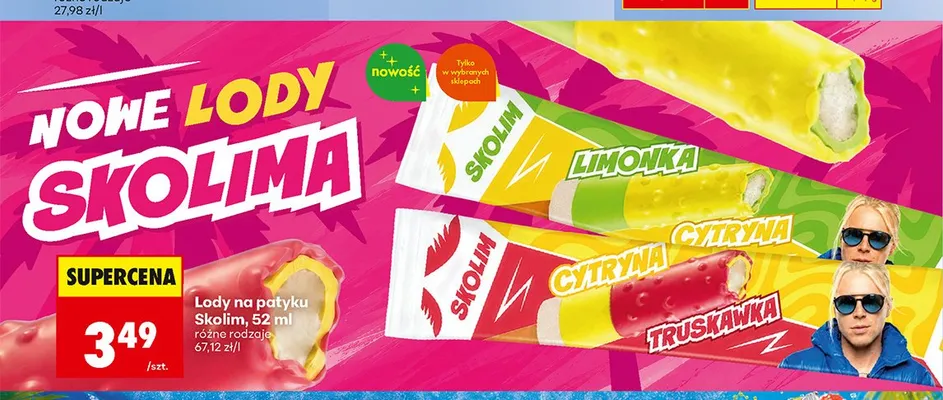 Lody na patyku Skolim Limonka promocja w Biedronka