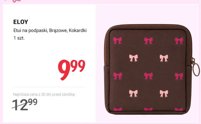 Etui na podpaski ELOY brązowe kokardki promocja w Rossmann
