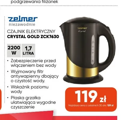 Czajnik elektryczny Crystal Gold ZCK7630 Zelmer promocja w Max Elektro