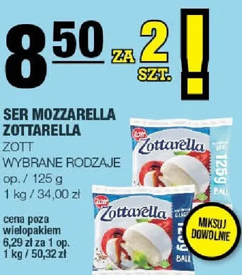 Ser mozzarella Zottarella wybrane rodzaje promocja w SPAR