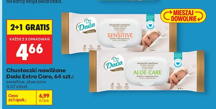 Chusteczki nawilżane Extra Care Aloe  promocja w Biedronka
