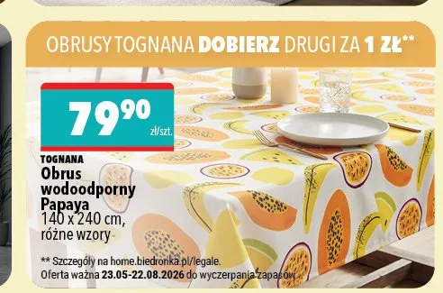 Obrus wodoodporny TOGNANA Papaya 140x240cm promocja w Biedronka Home