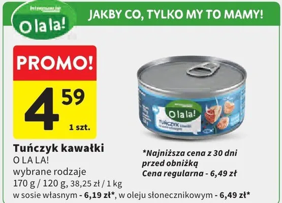 Tuńczyk kawałki wybrane rodzaje w sosie własnym promocja w Intermarche