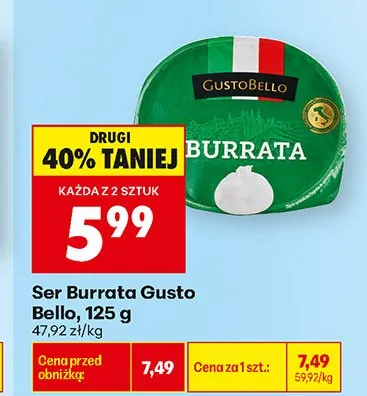 Ser Burrata Gusto Bello promocja w Biedronka