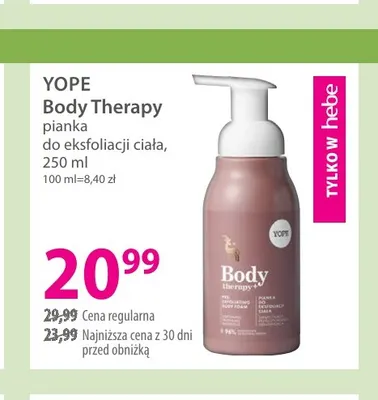Body Therapy pianka do eksfoliacji ciała Yope promocja w Hebe