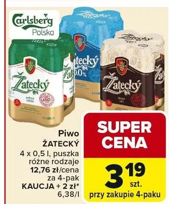 Piwo Žatecký różne rodzaje puszka promocja w Carrefour Market