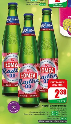 Napój piwny Łomża Radler Jabłko - Wiśnia promocja w Dino