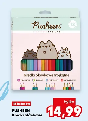 Kredki ołówkowe trójkątne Pusheen 18 kolorów promocja w Kaufland