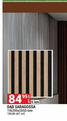 Lamel akustyczny na filcu Dąb Saragossa 6 lam 19x300x2650mm promocja w Merkury Market
