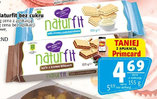 Wafle Naturfit bez cukru kakaowe promocja w Prim Market