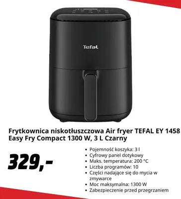 Frytkownica niskotłuszczowa Tefal Ey 1458 Easy Fry Compact promocja w Media Markt