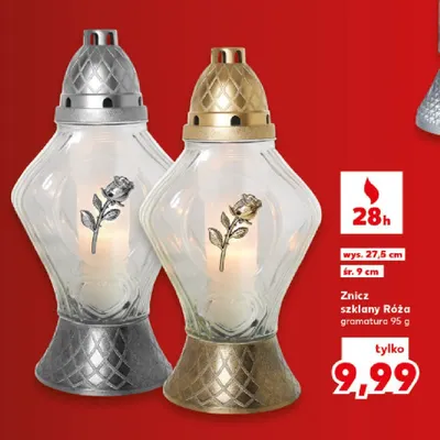 Znicz szklany Róża promocja w Kaufland
