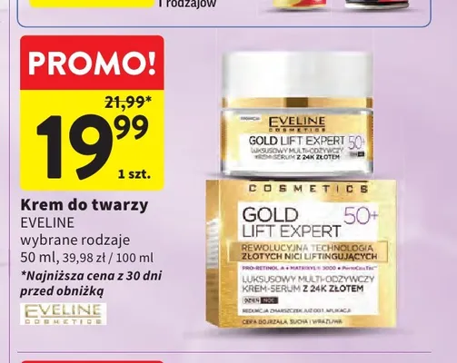 Krem do twarzy Eveline Gold Lift Expert 50+ promocja w Intermarche