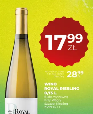 Wino białe Royal Riesling promocja w Duży Ben