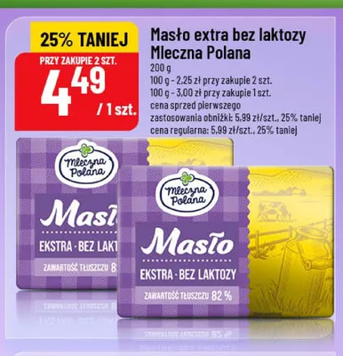 Masło ekstra bez laktozy Mleczna Polana promocja w POLOmarket