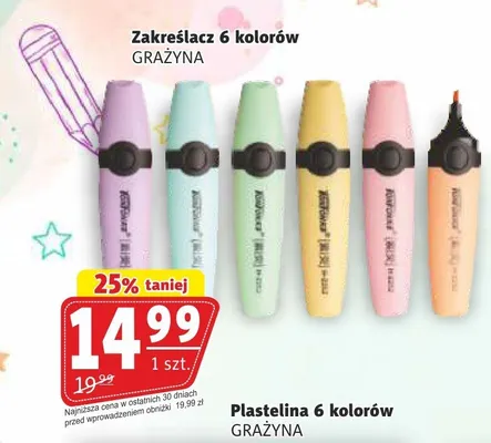 Zakreślacze 6 kolorów Grażyna promocja w Prim Market