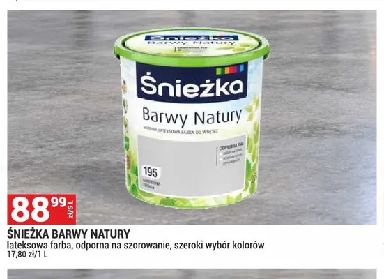 Farba lateksowa Śnieżka Barwy Natury promocja w Merkury Market
