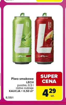 Piwo smakowe Lech Lime Mint promocja w Carrefour Market