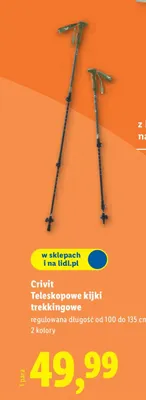 Kijki teleskopowe trekkingowe, 100-135 cm promocja w Lidl