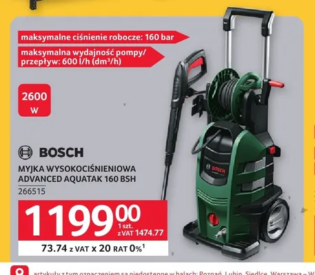 Myjka wysokociśnieniowa Bosch Advanced Aquatak 160 promocja w Selgros