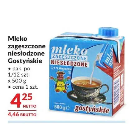 Mleko zagęszczone niesłodzone Gostyńskie promocja w Makro