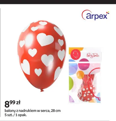 Balony z nadrukiem w serca 28 cm 5-pak promocja w Empik