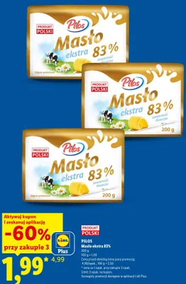 Masło ekstra Pilos 83% promocja w Lidl