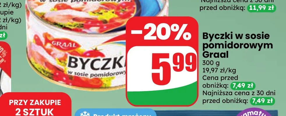 Byczki w sosie pomidorowym Graal promocja w Dino