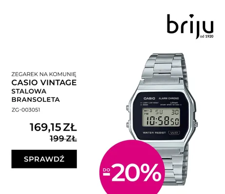 Zegarek Casio Vintage stalowa bransoleta promocja w Briju