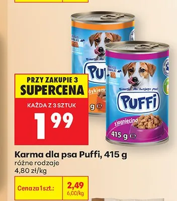 Karma dla psa Puffi 415g promocja w Biedronka