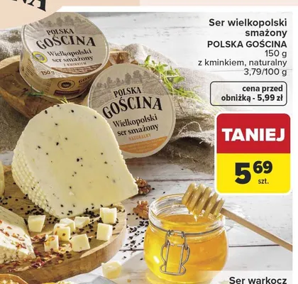 Ser wielkopolski smażony z kminkiem, naturalny promocja w Carrefour