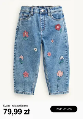Spodnie jeansowe Kwiat relaxed jeans promocja w C&A