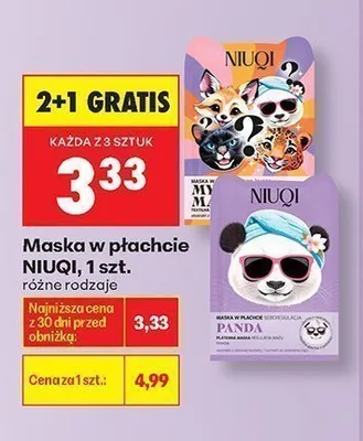 Maska w płachcie NIUQI Panda promocja w Biedronka
