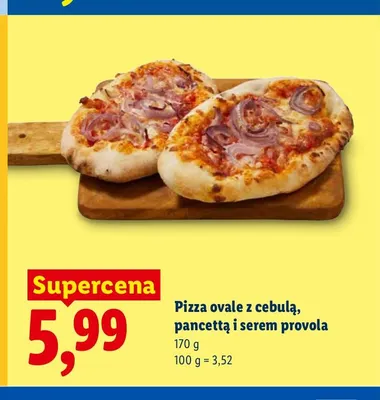 Pizza ovale z cebulą, pancettą i serem provola promocja w Lidl