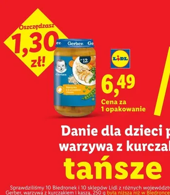 Danie dla dzieci po 12m-cu Gerber warzywa z kurczakiem i kaszą promocja w Lidl