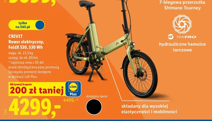 Rower elektryczny FoldX S30 530Wh promocja w Lidl