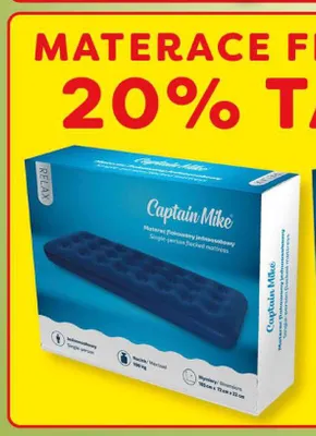Materac flokowany jednoosobowy Captain Mike promocja w POLOmarket