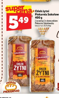 Chleb żytni z żurawiną Piekarnia Sokołowska promocja w TOPAZ