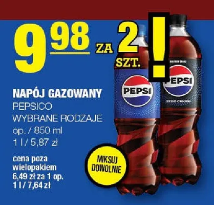 Napój gazowany Pepsi 2-pak 850 ml promocja w SPAR