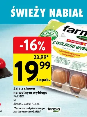 Jaja z chowu na wolnym wybiegu Farmio M promocja w Intermarche