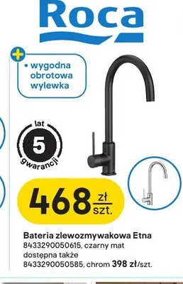 Bateria zlewozmywakowa Roca Etna czarny mat promocja w Castorama