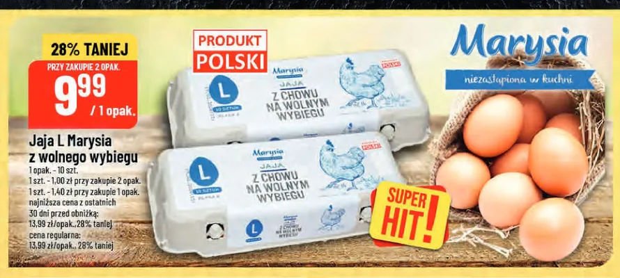 Jaja z chowu na wolnym wybiegu Marysia L 10 szt promocja w POLOmarket