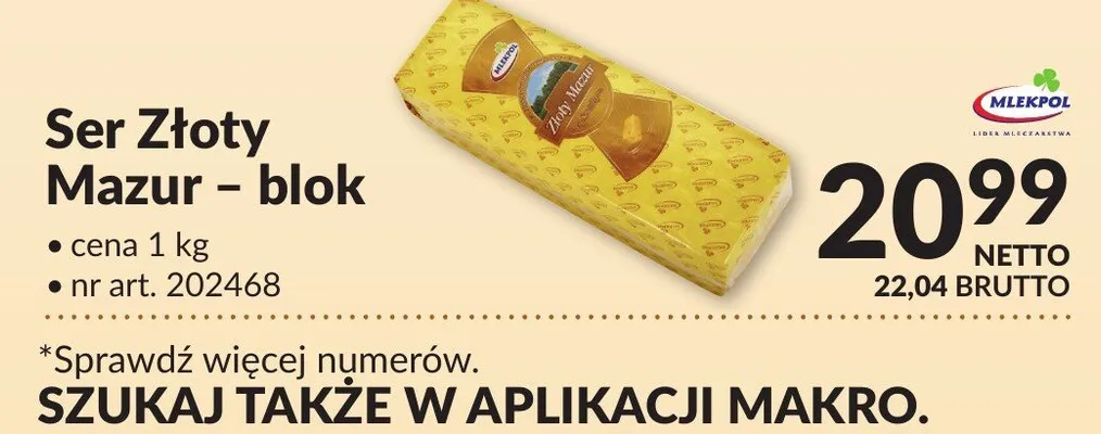 Ser Złoty Mazur - blok promocja w Makro