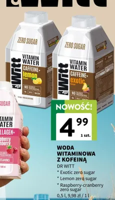 Woda witaminowa z kofeiną Lemon zero sugar promocja w Intermarche