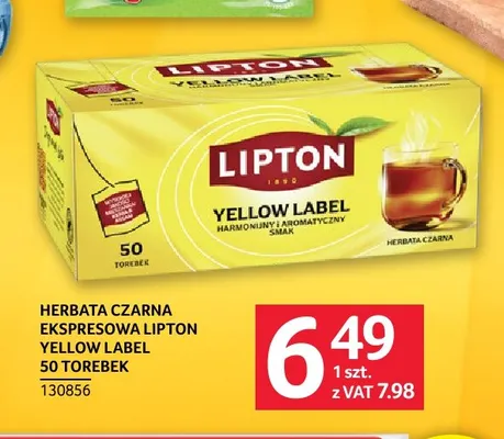 Herbata czarna ekspresowa Lipton Yellow Label promocja w Selgros