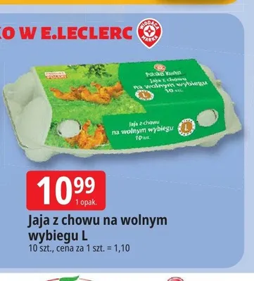 Jaja z chowu na wolnym wybiegu L promocja w Leclerc